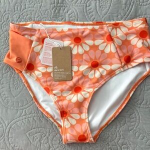 Nani high waisted bottoms size medium. New with tag Orange Floral Bikini Bottoms